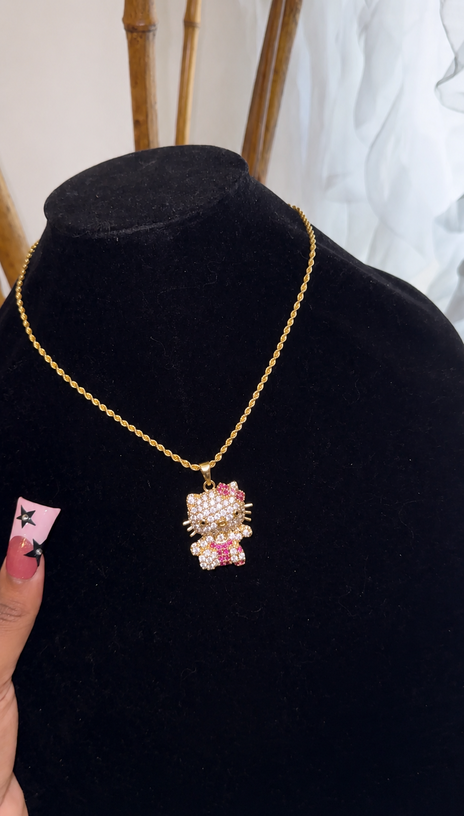 HK PINK SHIRT NECKLACE.